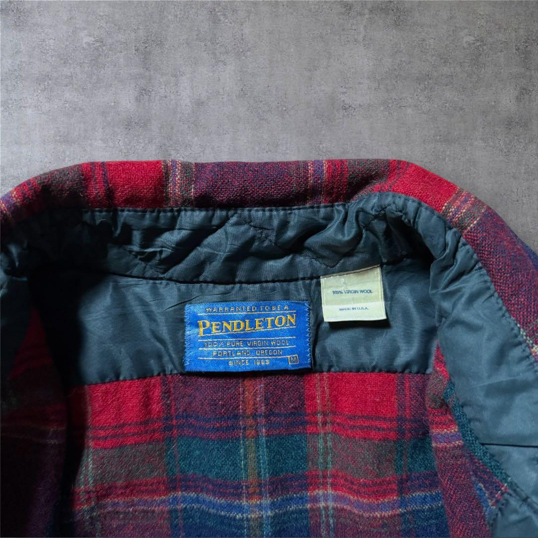 1828古着90年代USA製PENDLETONウールシャツ雰囲気系チェック好配色
