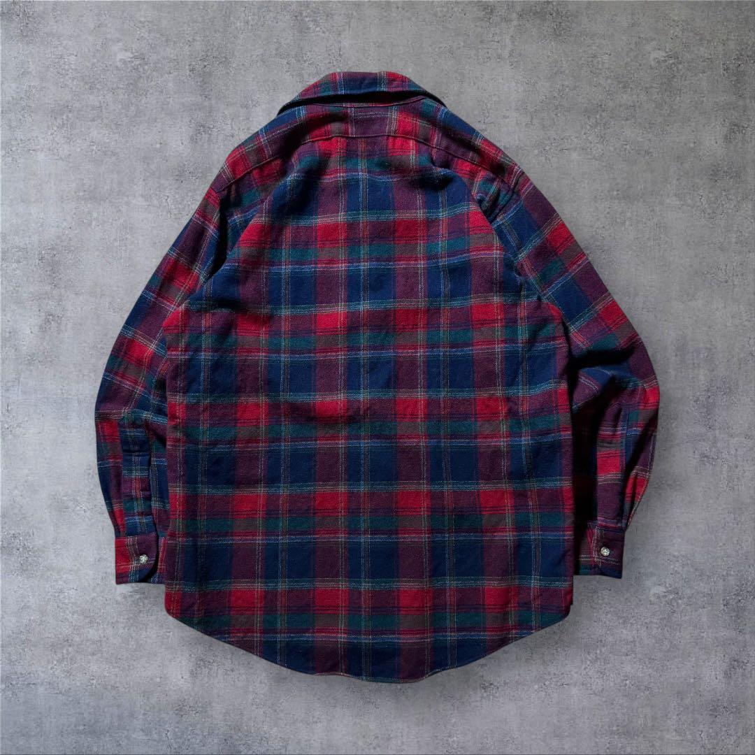1828古着90年代USA製PENDLETONウールシャツ雰囲気系チェック好配色