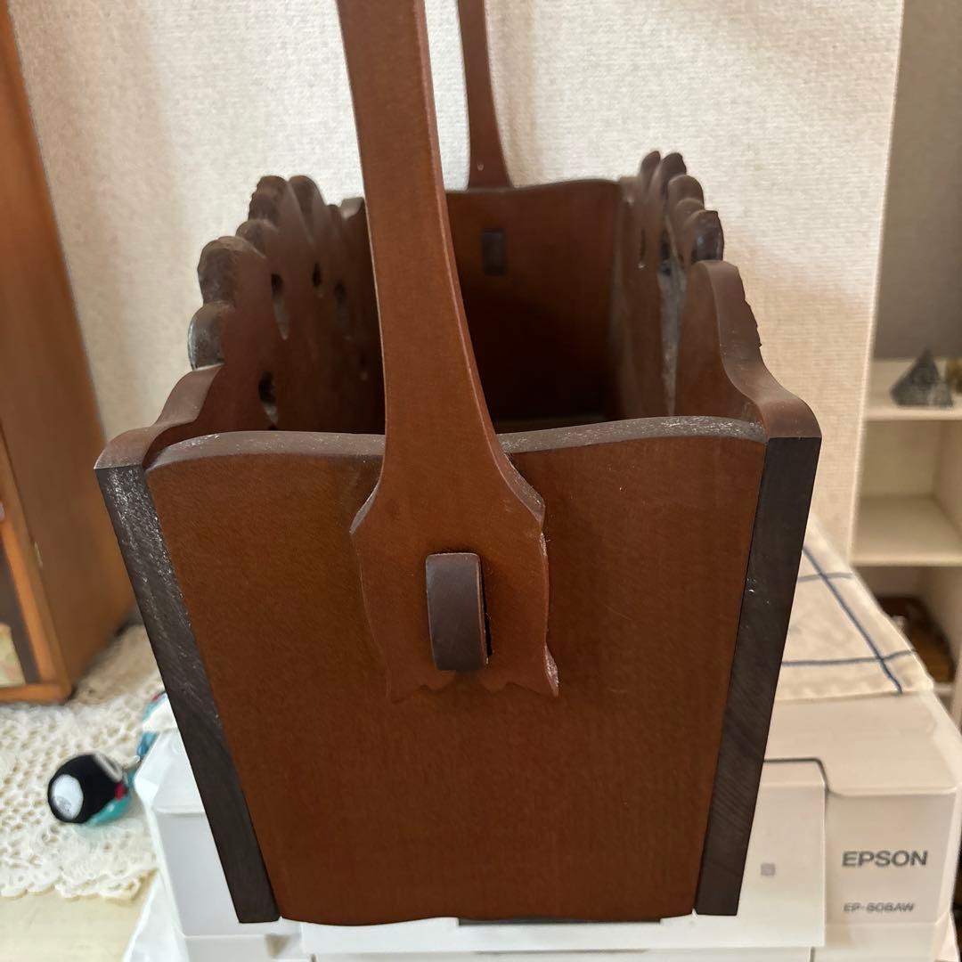 鎌倉彫マガジンラック　手作り作品　渡辺一生