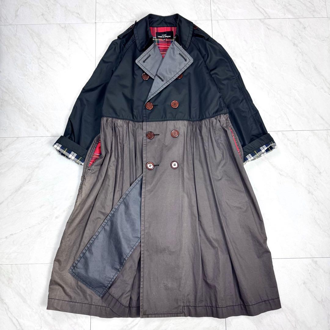 AD2017 トリコ コムデギャルソン トレンチコート バイカラー チェック M