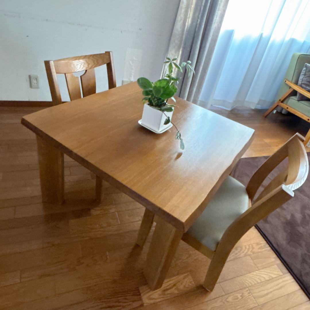 耳付き 90cm角】飛騨産業 キツツキマーク ダイニングテーブル 高さ低め