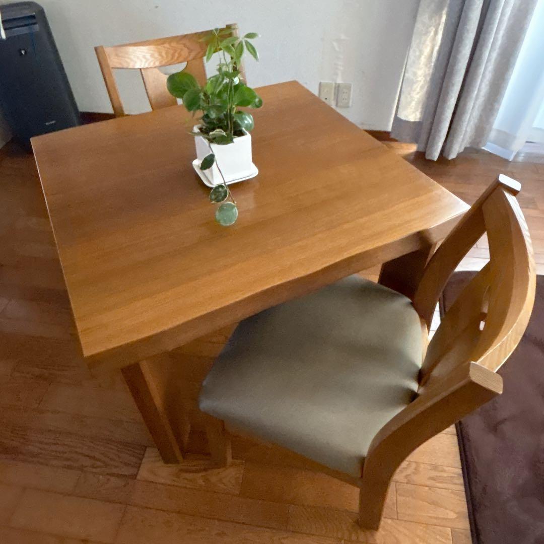 耳付き 90cm角】飛騨産業 キツツキマーク ダイニングテーブル 高さ低め