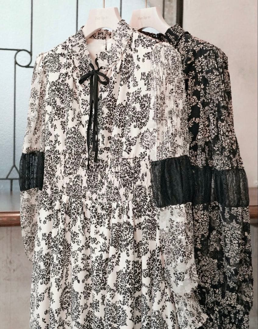 【新品】herliptoウィンターフローラルドレス ワンピース