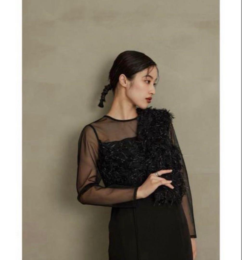 【美品】ANDRESD fringe glitter knot dress