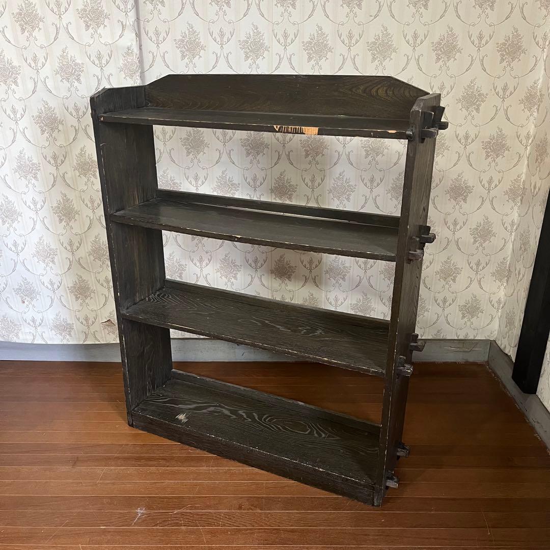 【アンティーク】昭和レトロ 木製 4段 楔本棚 くさび 飾り棚 オープンラック