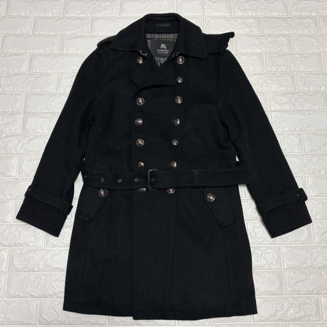 美品 バーバリーブラックレーベル★カシミヤ混 ナポレオンコート メンズ Mサイズ