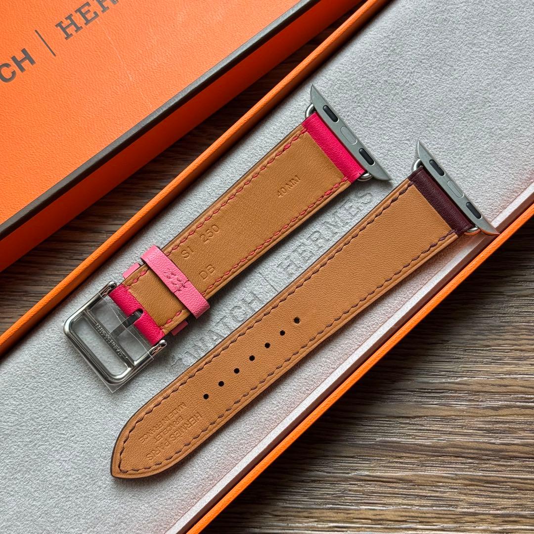 2467 未使用　Apple Watch エルメス　ローズ　ボルドー　レザー