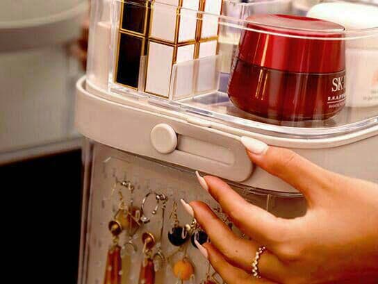 化粧品収納ケース  防塵収納ケース  鏡付きアクセサリーの一体型棚382