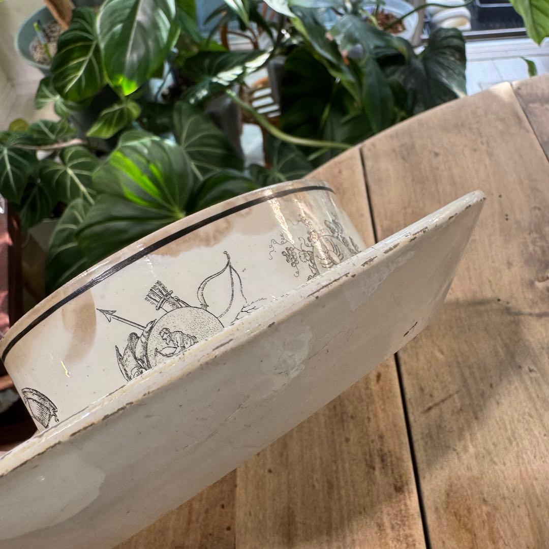 激レア！フランスアンティーク　バターケース　クレイユ窯　Terre de fer