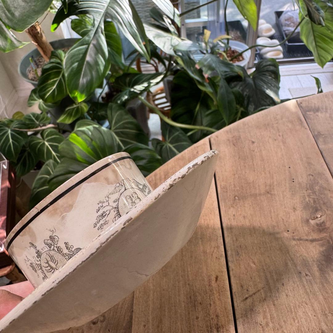 激レア！フランスアンティーク　バターケース　クレイユ窯　Terre de fer