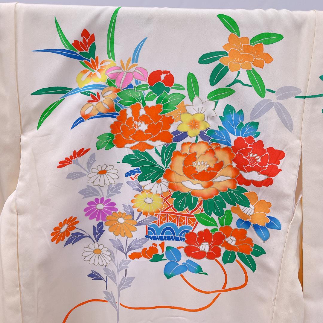 ★3962★ 子供着物 一つ身 単品 女の子 七五三 3才 朱色 花柄