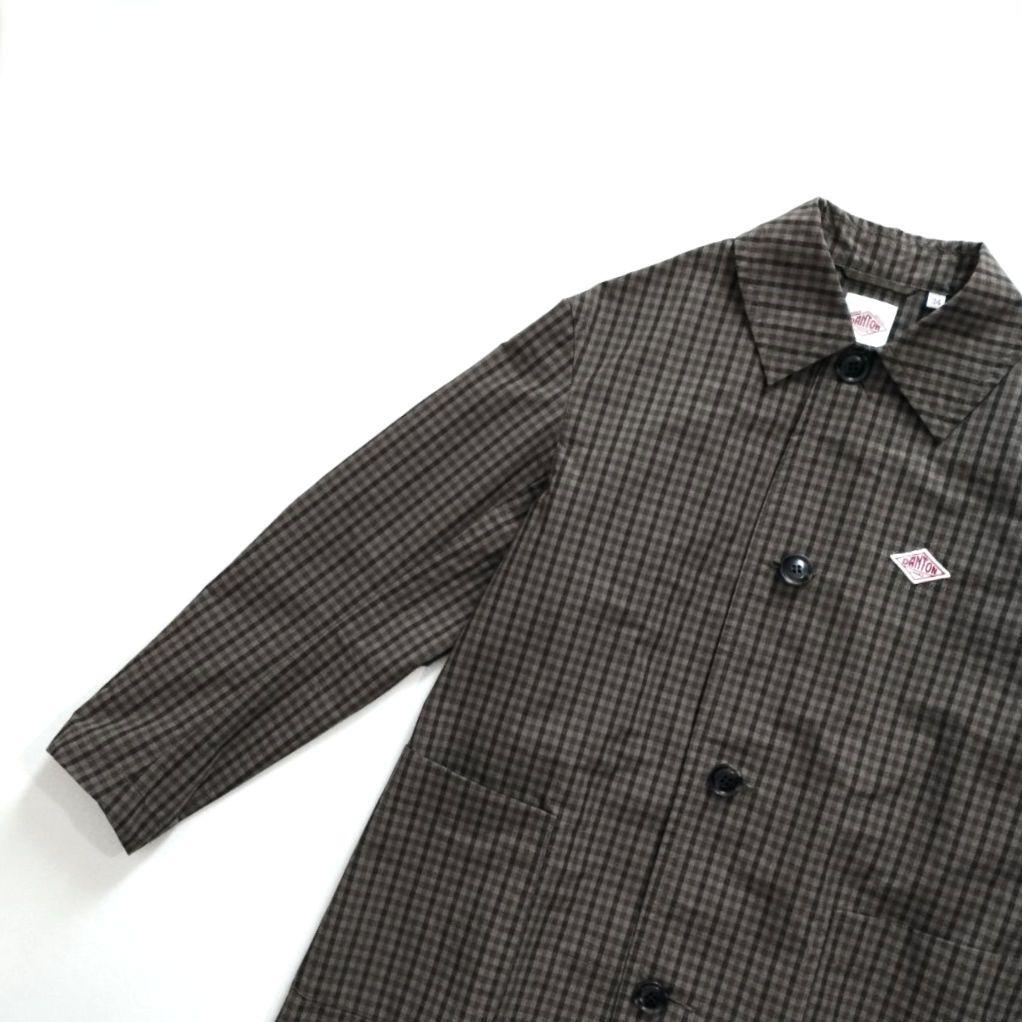 DANTON✨️ナイロン タフタ ステンカラー コートチェック柄