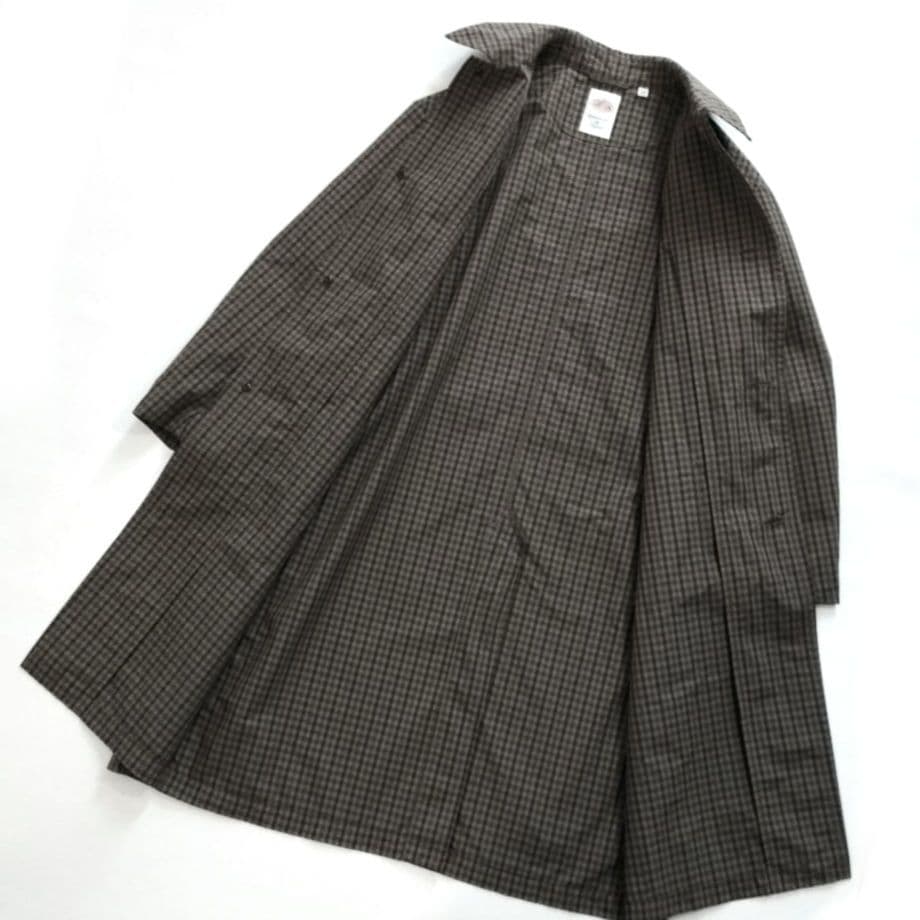 DANTON✨️ナイロン タフタ ステンカラー コートチェック柄