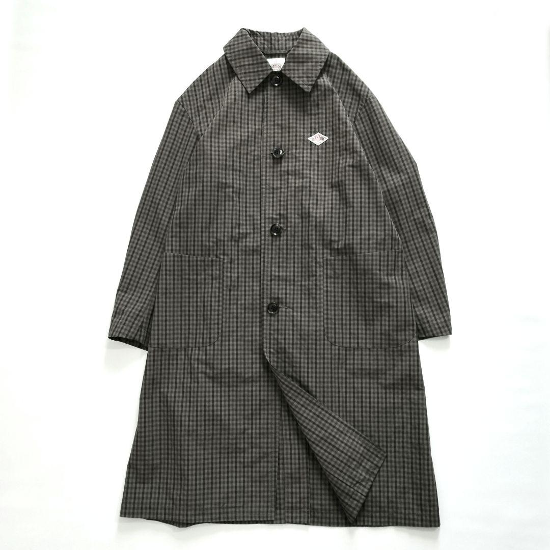DANTON✨️ナイロン タフタ ステンカラー コートチェック柄