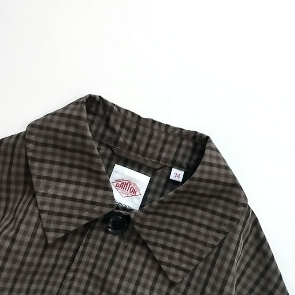 DANTON✨️ナイロン タフタ ステンカラー コートチェック柄