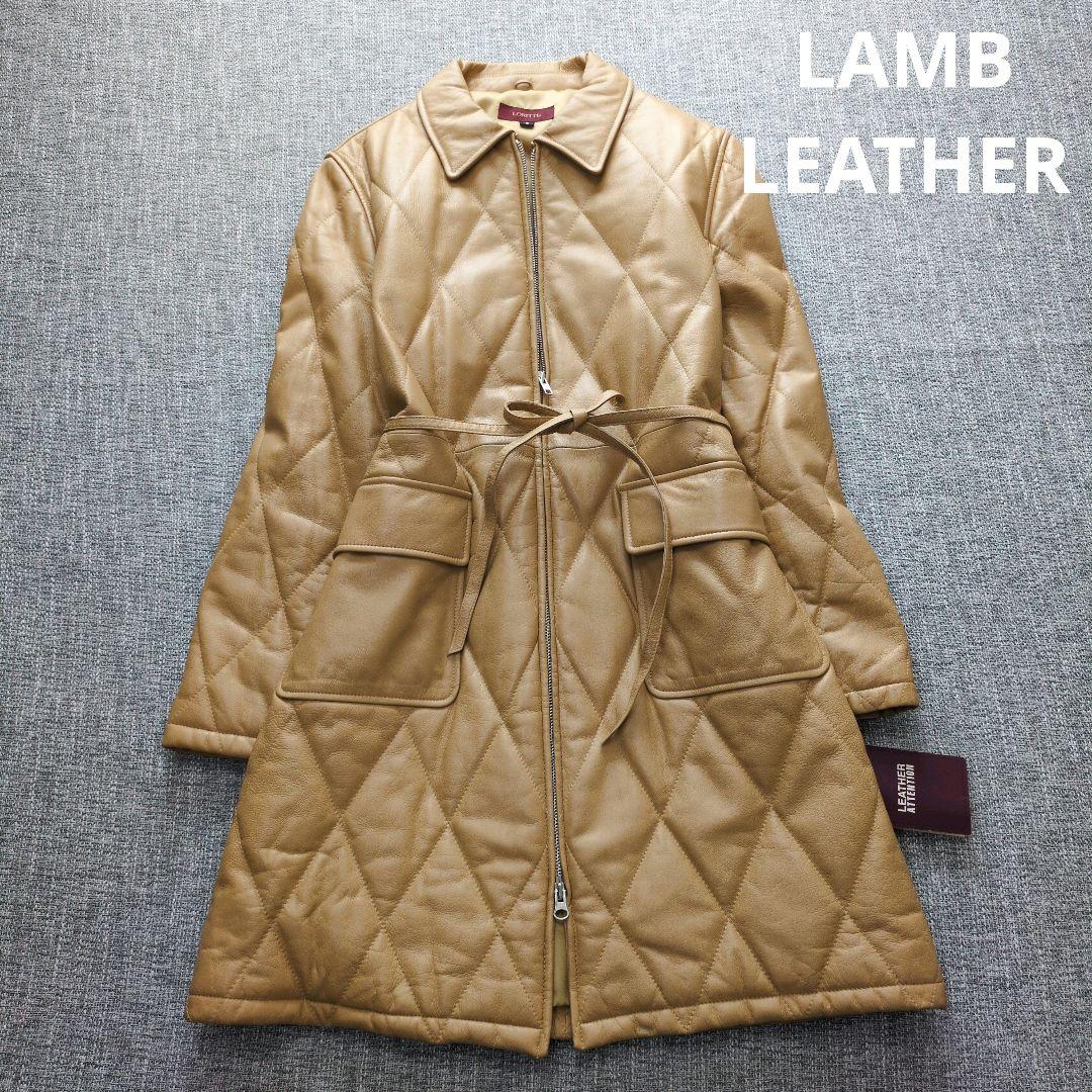 LORITTI　ラムレザー　キルティングコート　ウエストリボン付属　新品タグ付き