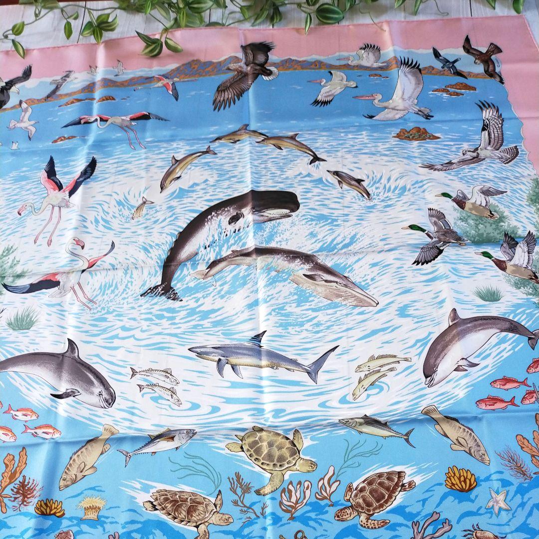 ☘️展示品 新品未使用☘️ HERMES　地中海の貴重な生命 カレ90 ピンク