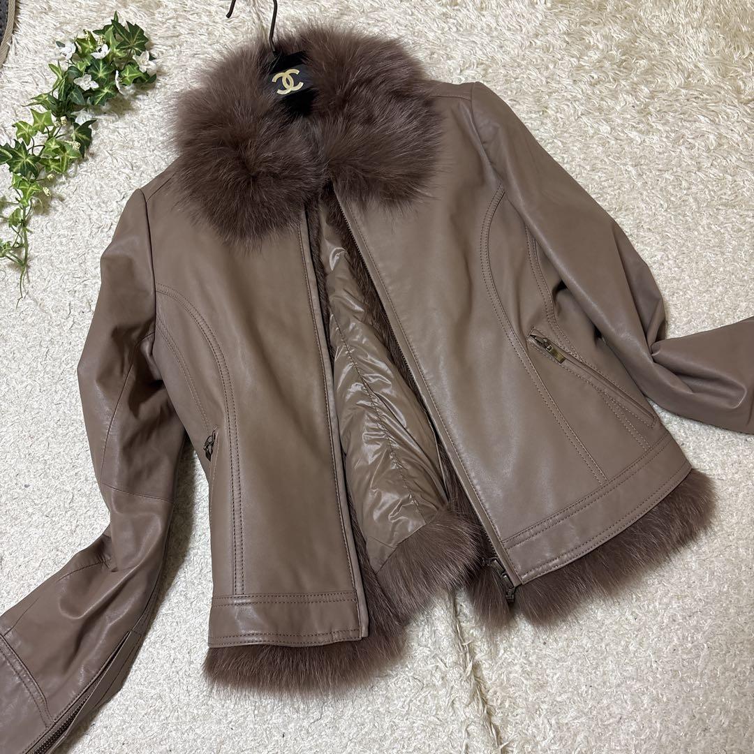 はなみん　Cara ラムレザージャケット ファーダウンベスト フォックス