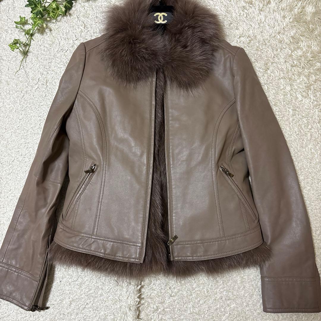 はなみん　Cara ラムレザージャケット ファーダウンベスト フォックス