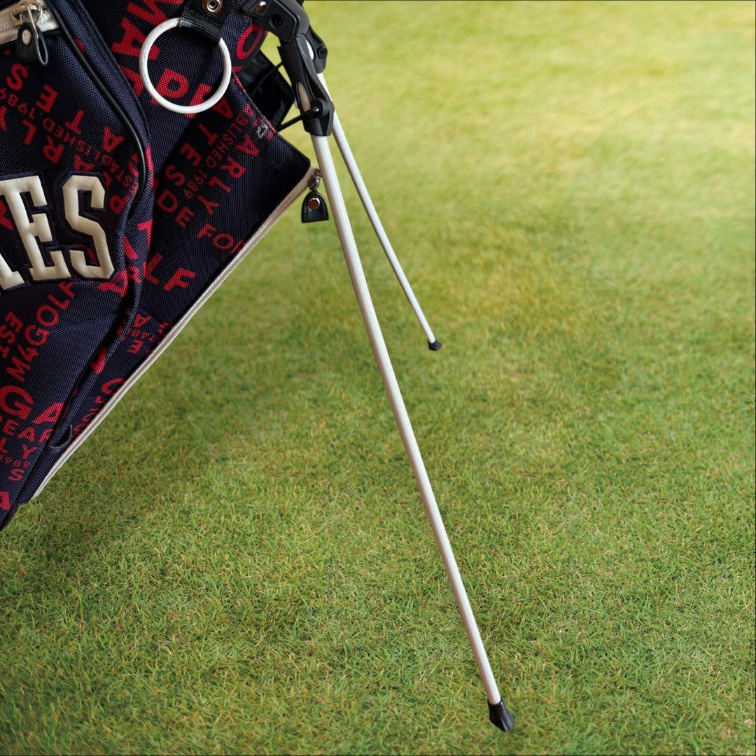 パーリーゲイツ　キャディバッグ　ショルダー式　スタンド式　軽量　ネイビー　白　紺