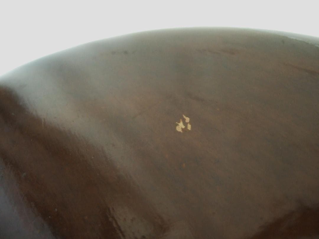 レトロ　木製無垢材　くさび止め　丸椅子　ウォールナットカラー　スツール　楔クサビ