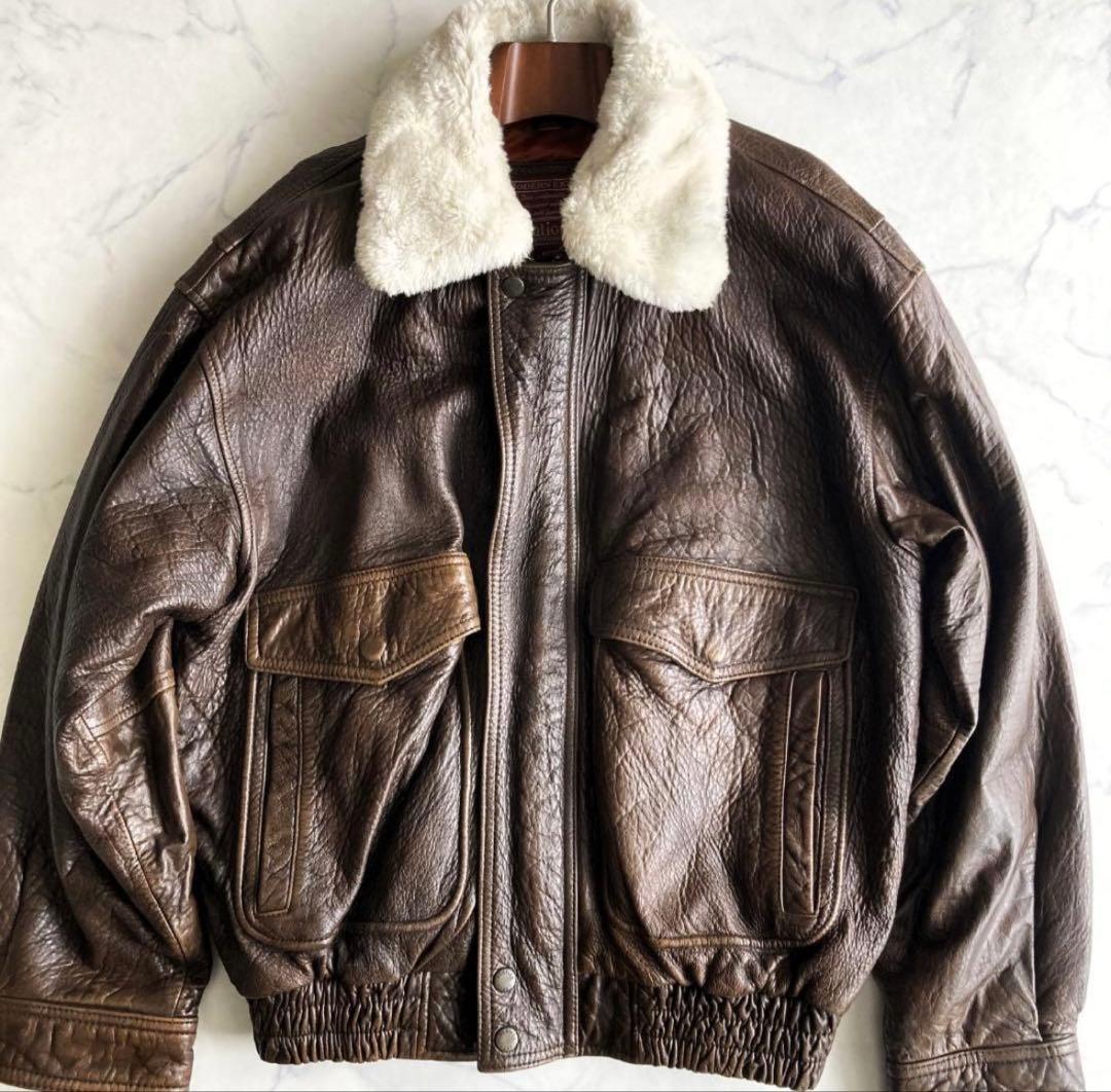 【状態良好】ヴィンテージ G-1 フライトジャケット レザー × ボア　重厚個体