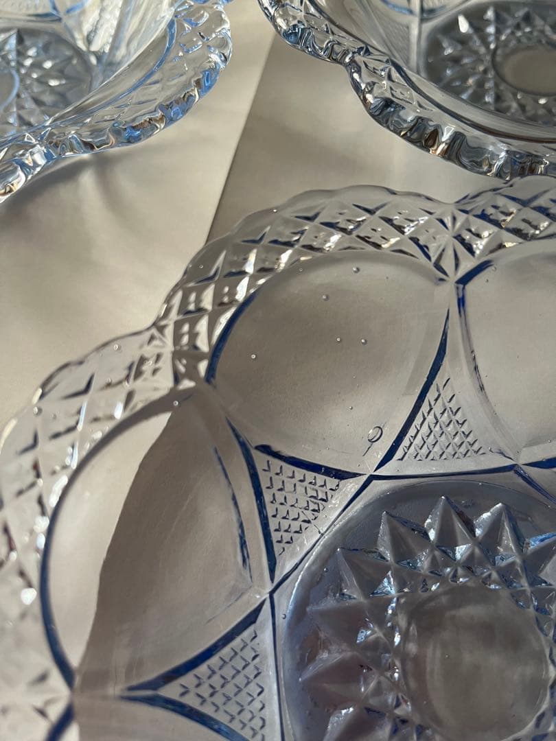 超可愛いヴィンテージガラス　小鉢5枚　ブルーのガラス　和ガラス