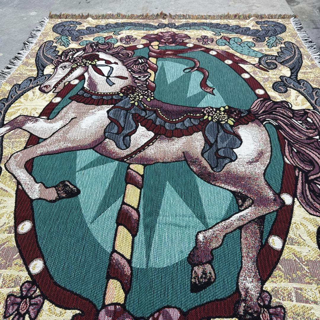 カラフル　馬　マルチカバー　ソファーカバー　ヴィンテージラグ　183x137