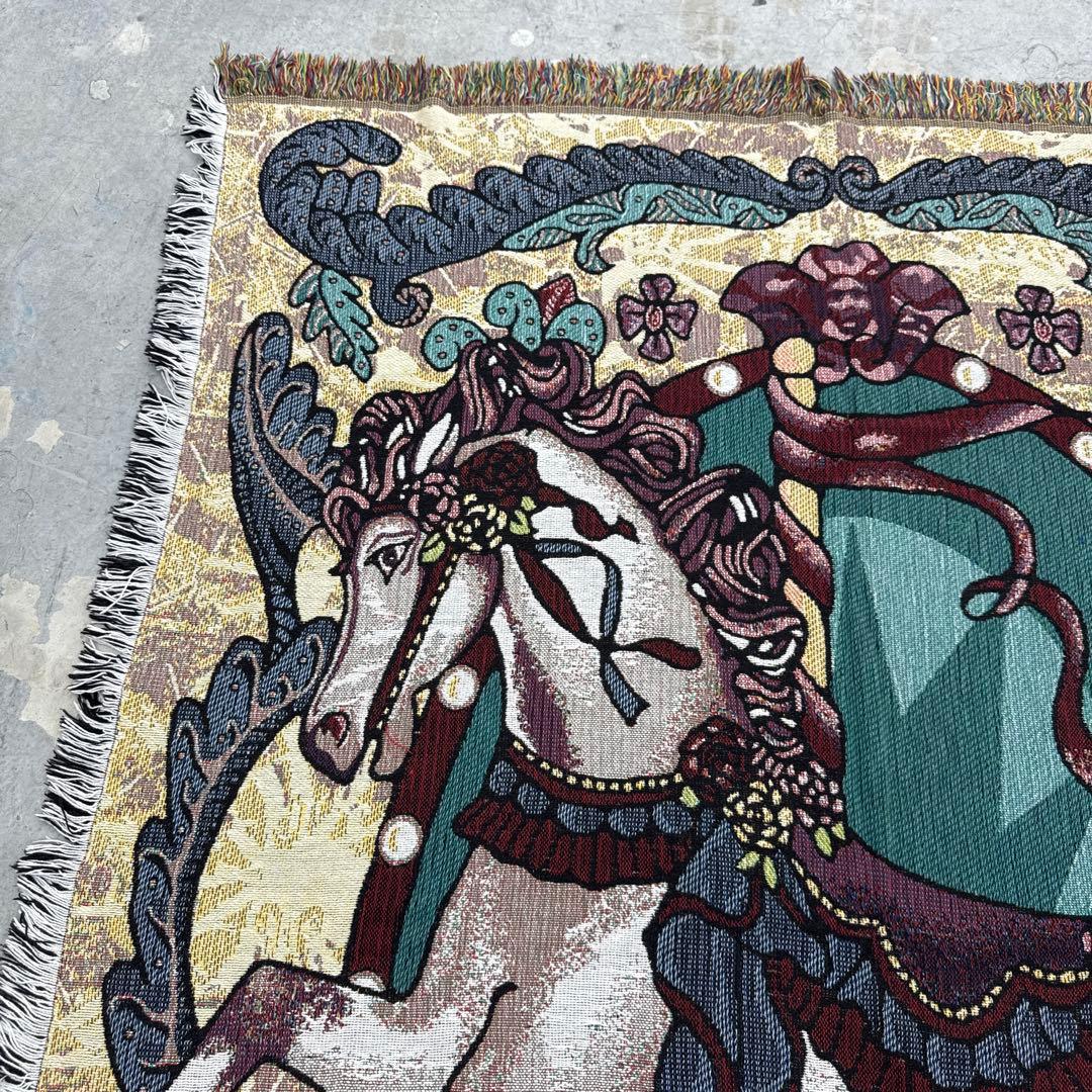 カラフル　馬　マルチカバー　ソファーカバー　ヴィンテージラグ　183x137