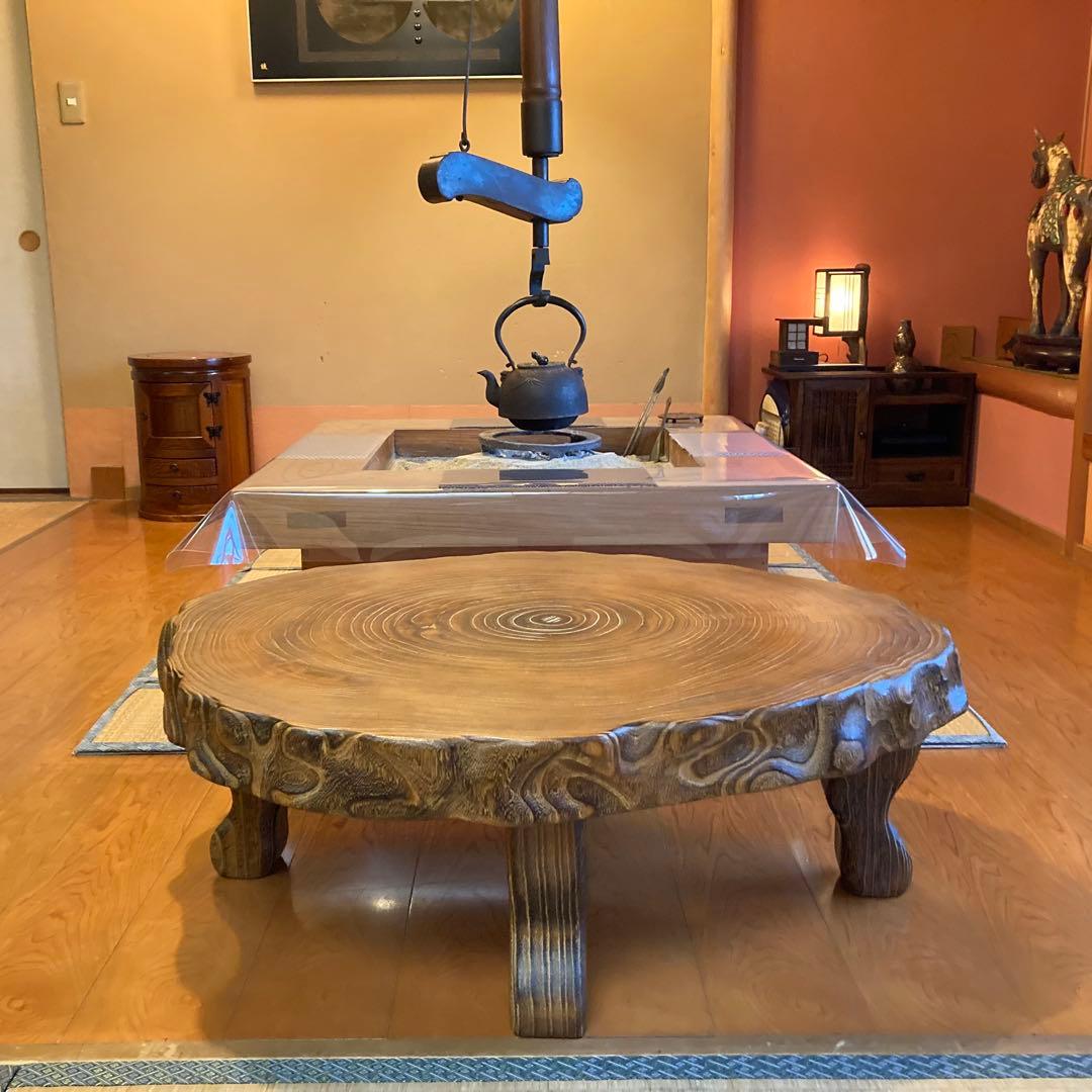 座卓 机 ローテーブル ちゃぶ台 年輪 木目 木製 和風 和室 家具 レトロ