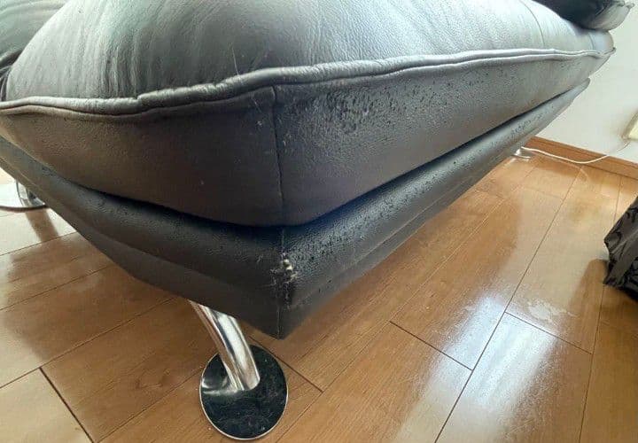 L字型　コーナーソファー　（本革/クッション付）