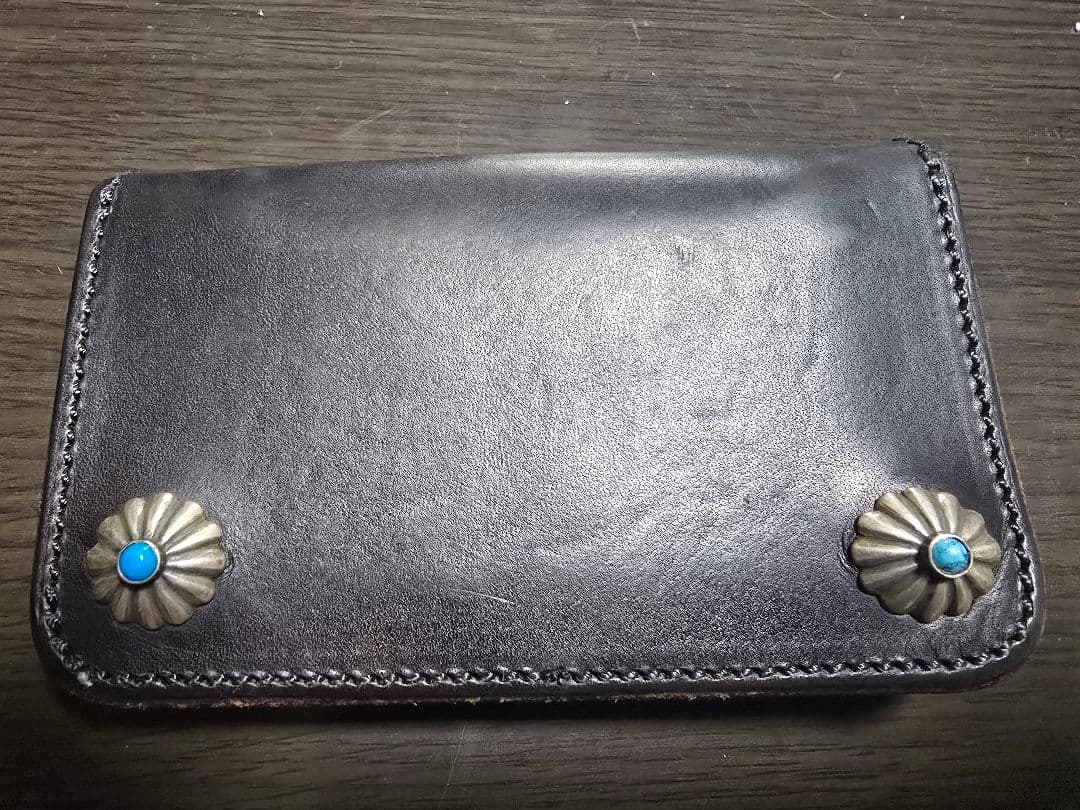 LARRY SMITH 黒 レザー 二つ折り財布