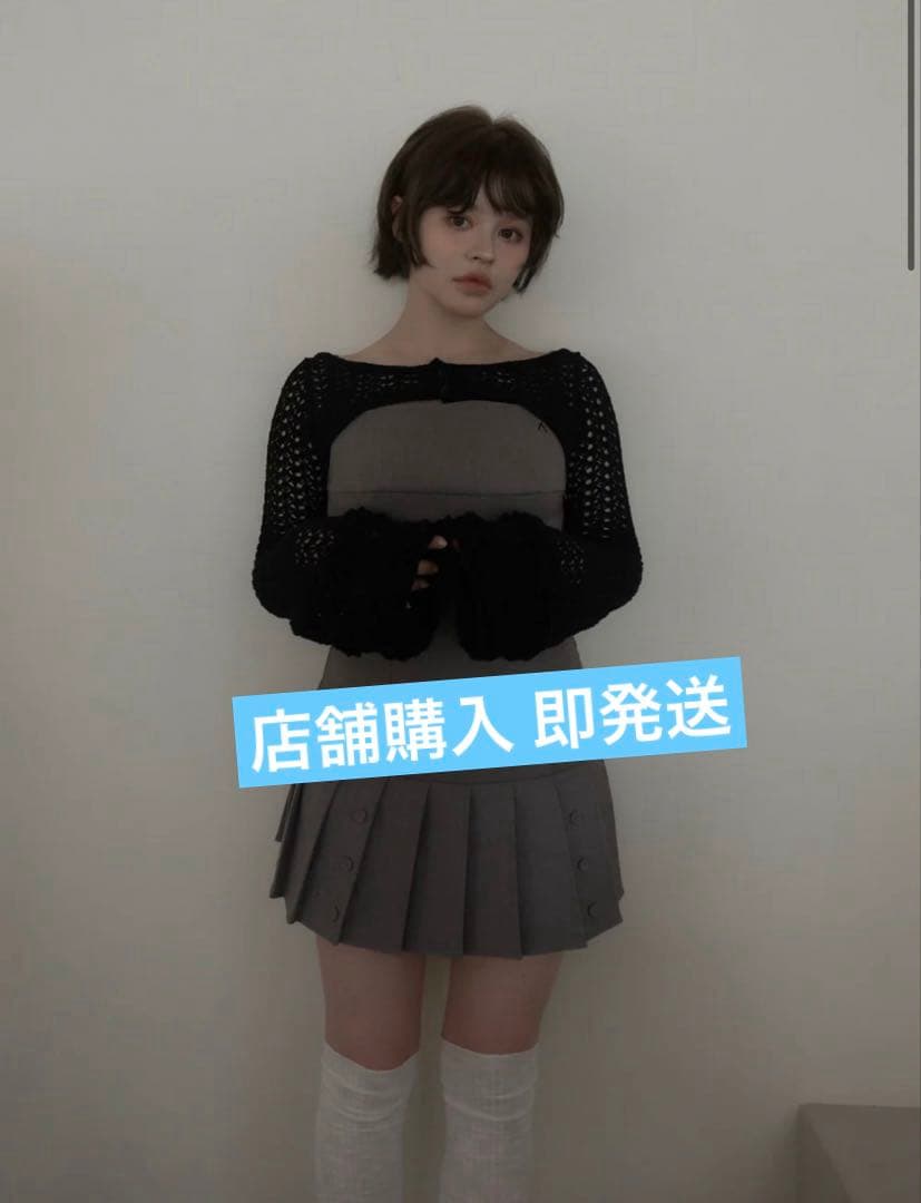 AM1696 Grenda pleats set mini dress グレイ