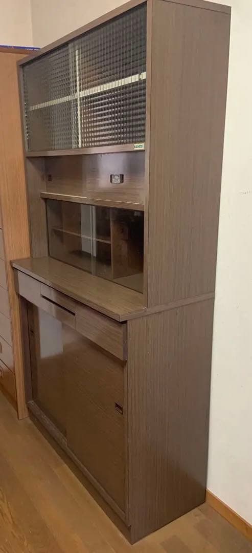 水屋　キッチンキャビネット　昭和レトロ　レトロ型板ガラス　アンティーク