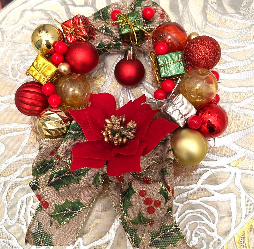 «827»◤完売◢クリスマスリース*カラフルボール喜びの舞