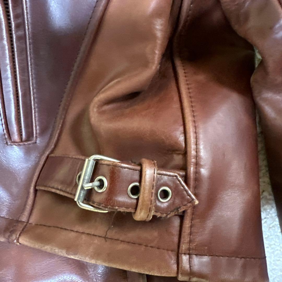 EURO LEATHER ブラウンレザー シングルライダースジャケット