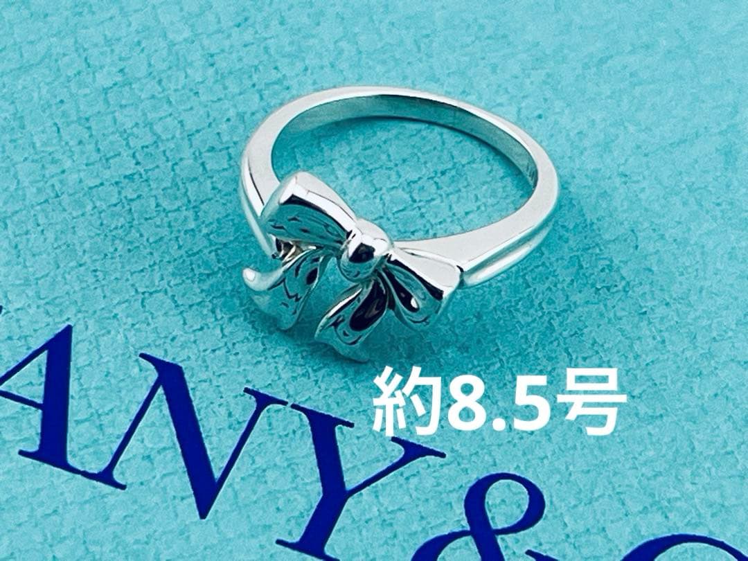 c924 オールド　ティファニー　1990 リボン　リング　925 約8.5号