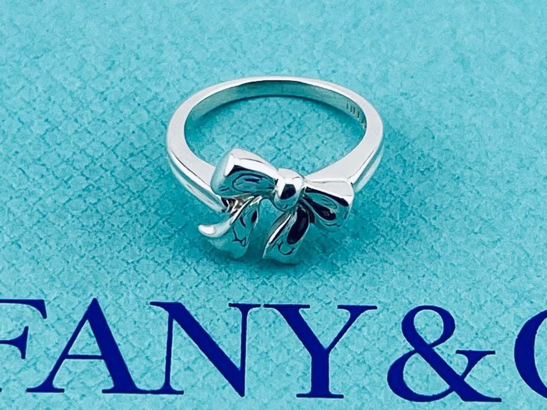 c924 オールド　ティファニー　1990 リボン　リング　925 約8.5号