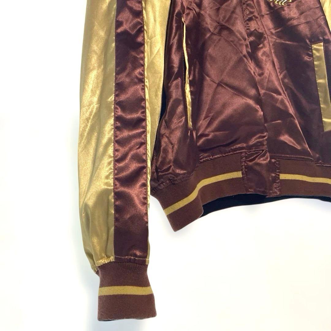 リバーシブル スカジャン 龍 鷹 刺繍 日本地図 Lサイズ 和柄 ヴィンテージ風