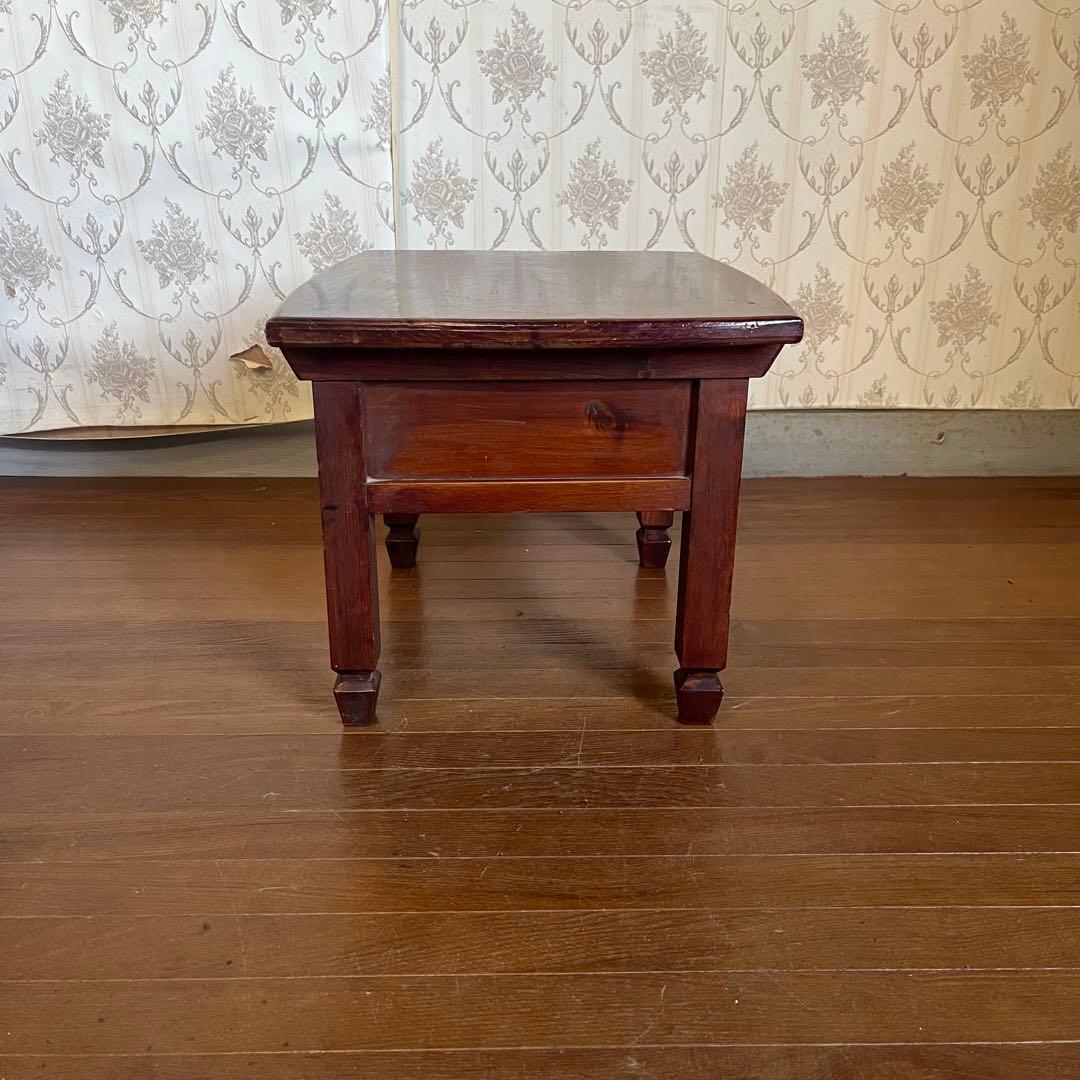 【アンティーク】木製 無垢材 引出し付 文机 座卓 コーヒーテーブル 昭和レトロ