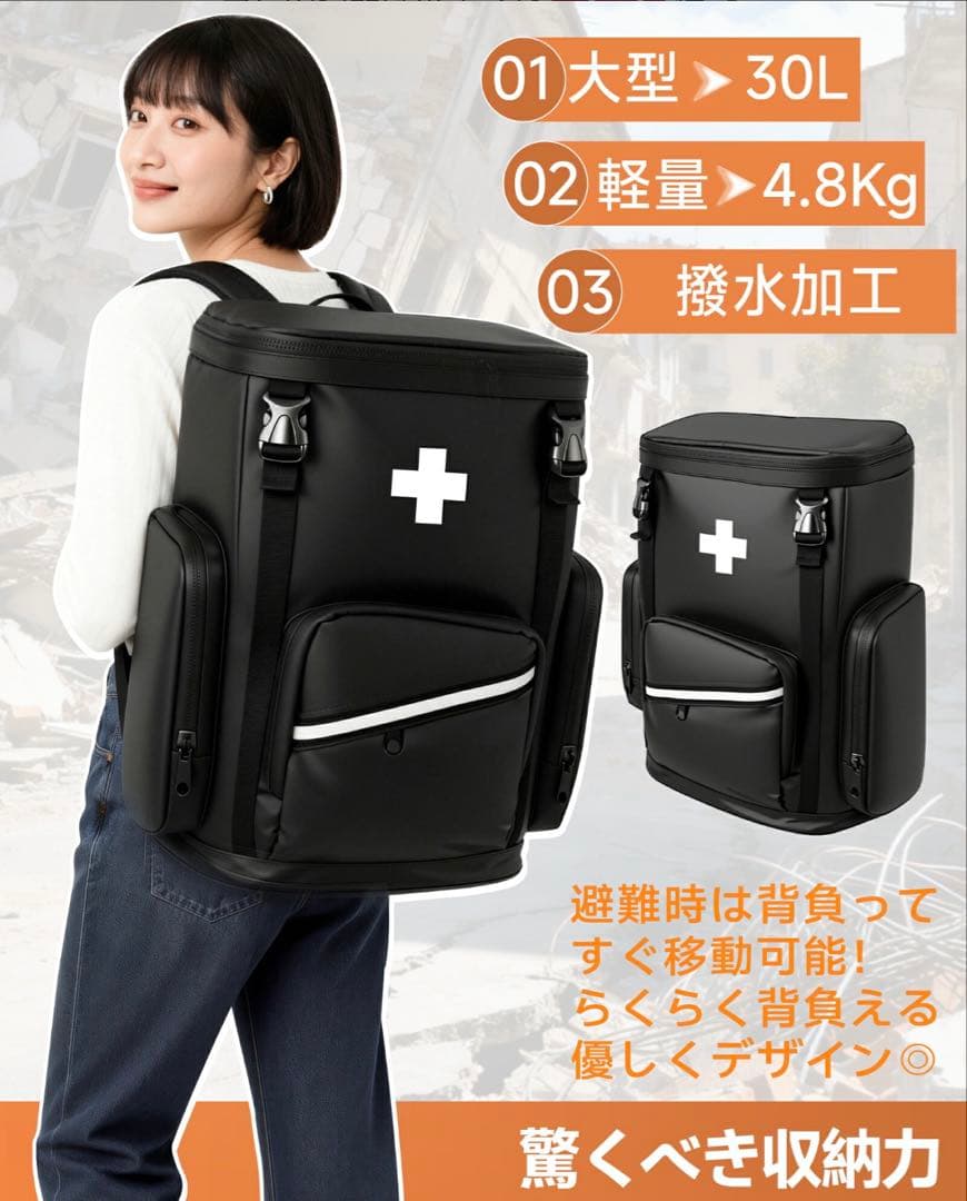 防災リュック 防災士監修 非常用持ち出しセット 47点セット 1人用 新品 軽量