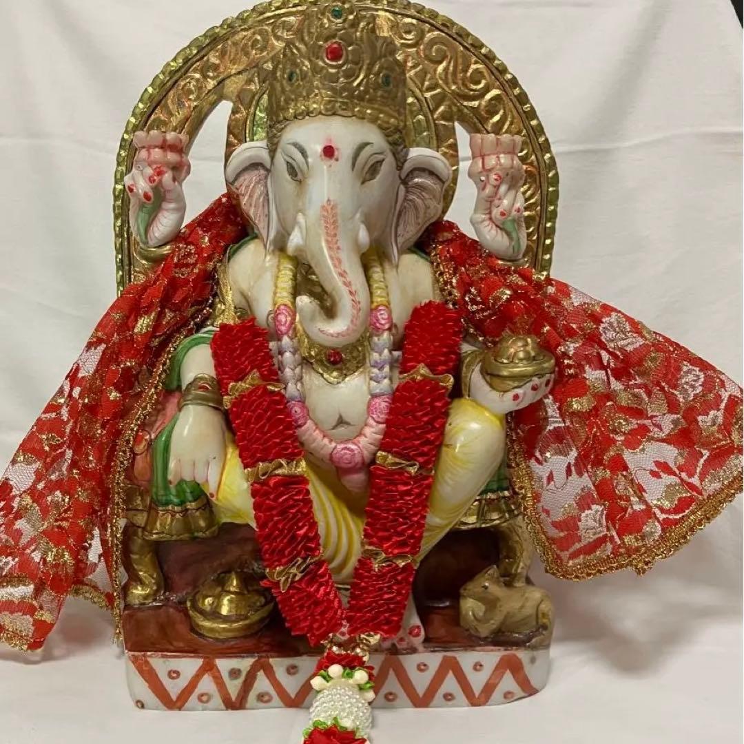 ハンドメイド 「夢をかなえるゾウ」Lucky 幸運をもたらす大理石ガネーシャ彫刻