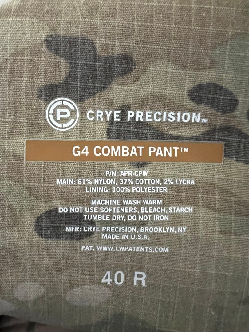 実物 CRYE PRECISION G4 COMBAT PANTS 40R