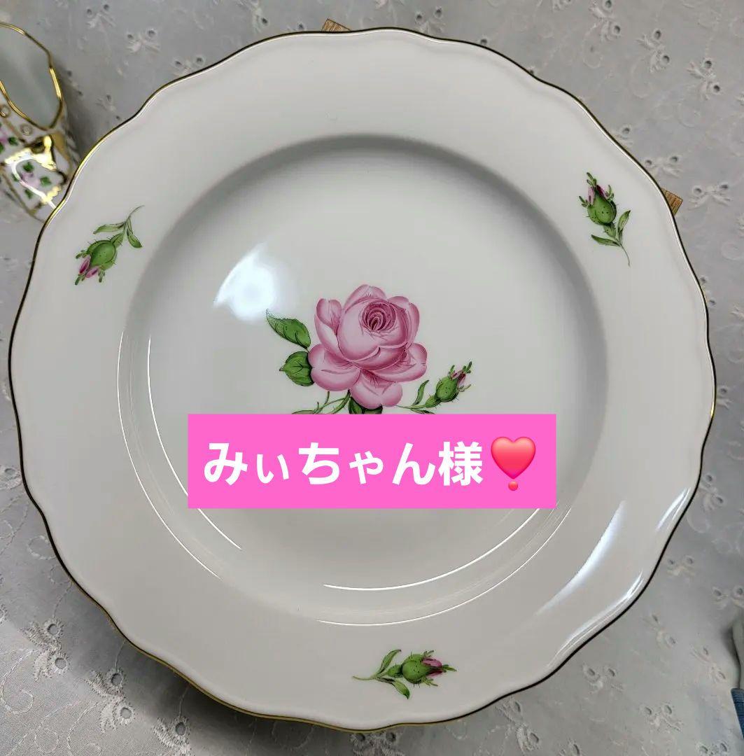 未使用✨マイセン ピンクローズ プレート20cm 皿 ピンク 花