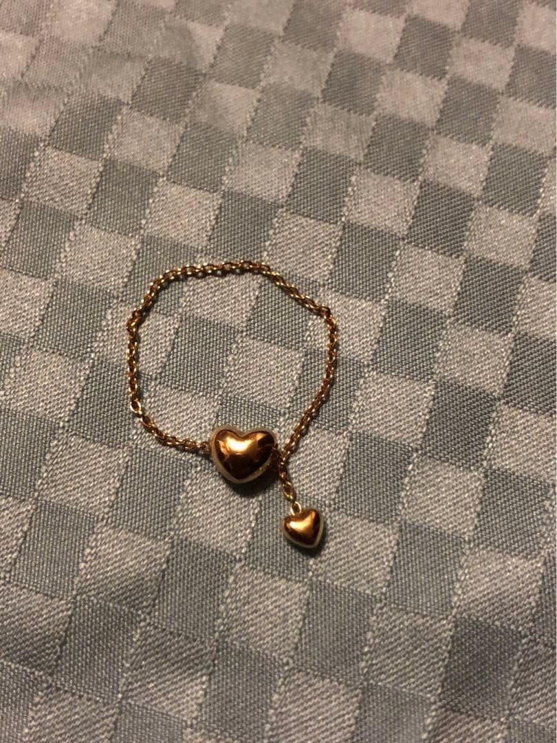 k18 ハート　チェーン　リング
