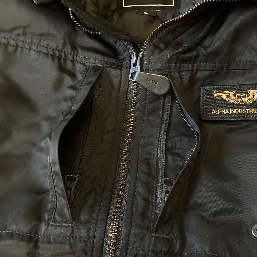 即完売サイズ ALPHA フード付フライトジャケット MA1 黒 3L