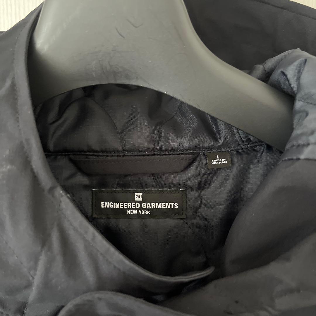 新品L ネイビーGU ENGINEEREDGARMENTS パテッドシェルパーカ