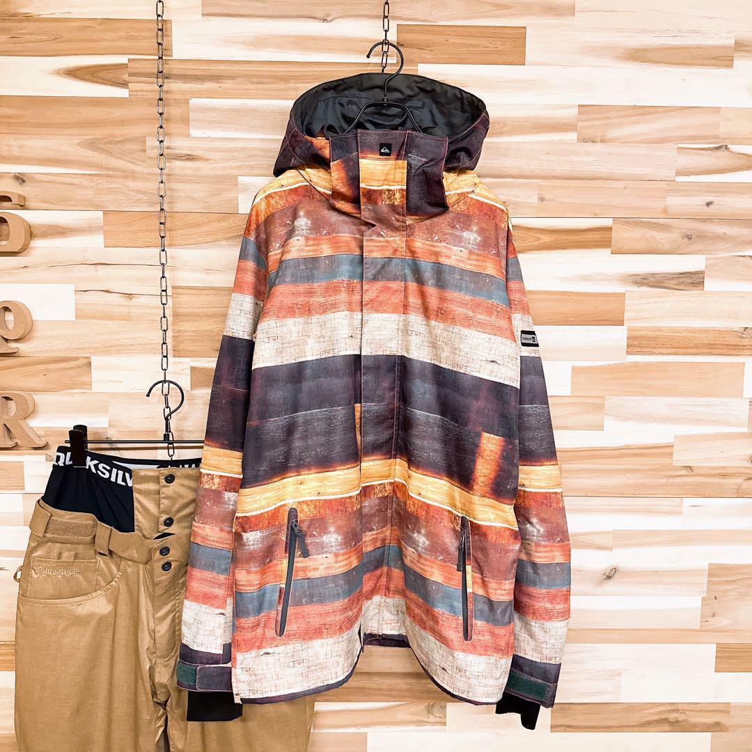 【クイックシルバー】スノボ ウェア セットアップ ジャケット パンツ S×M 茶
