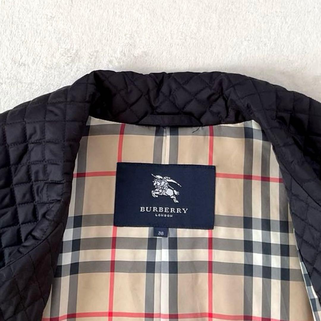 ラピス バーバリーロンドン キルティングコート ノバチェック ベルト 黒