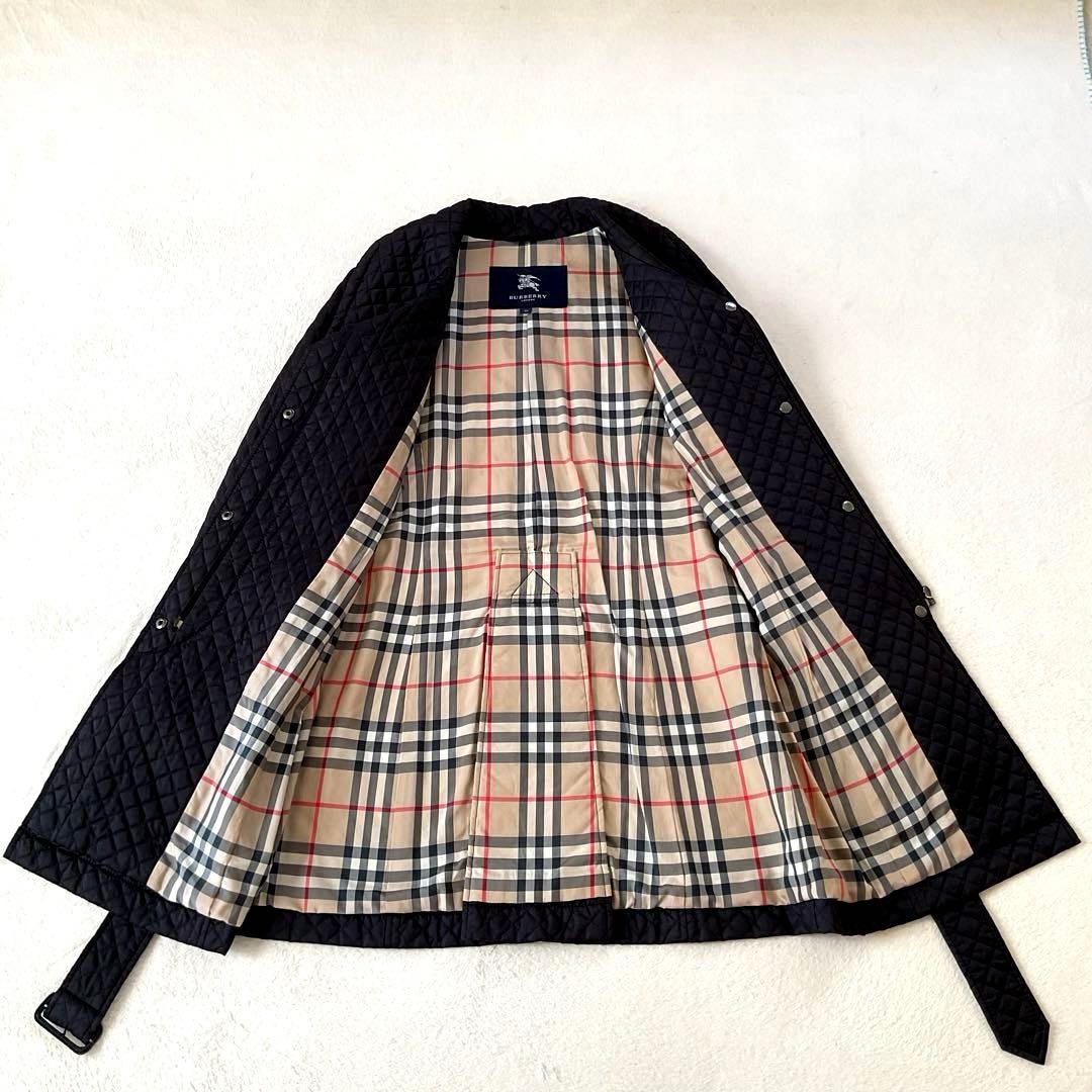ラピス バーバリーロンドン キルティングコート ノバチェック ベルト 黒